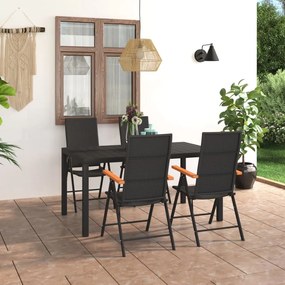 Set da pranzo da giardino 5 pz nero e marrone