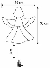 Decorazione natalizia per finestra a LED 35xLED/3xAA IP44 angelo bianco caldo