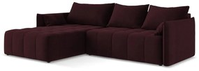 Divano angolare burgundy allungabile/con contenitore (con penisola a sinistra/con chaise lounge) Moku – Makamii