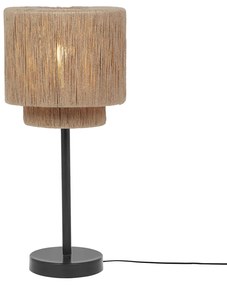 Lampada da tavolo Japandi nera con corda marrone - Smilla