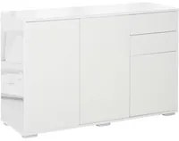 EasyComfort Mobiletto Multiuso in Legno Bianco con 2 Cassetti e 2 Armadietti con Apertura a Pressione, 117x36x74 cm