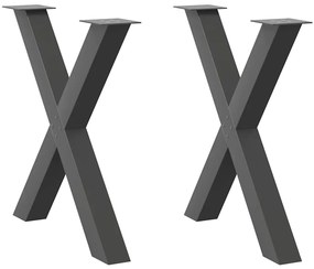 Gambe Tavolo Pranzo A X 2 Pz Antracite 70x(72-73) Cm Acciaio /