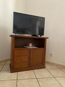 Mobile porta TV arte povera in legno con cassetti noce lucido 84x40x80 cm