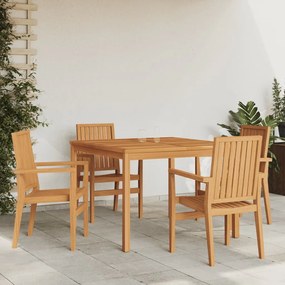 Set Da Pranzo Per Giardino 5 Pz İn Legno Massello Di Teak /