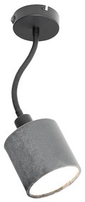 Lampada da parete nera con interruttore grigio paralume e braccio flessibile - Merwe