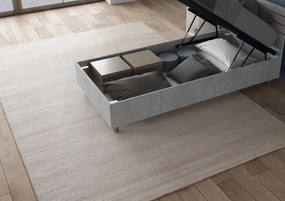 Letto singolo senza rete, con rete e contenitore 80x200 testata dritta Demas, cemento / senza rete
