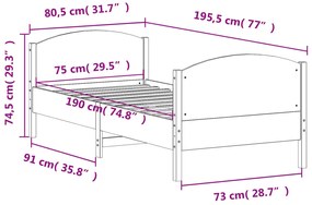 Giroletto con Testiera 75x190 cm in Legno Massello di Pino