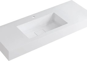 Lavabo a incasso rettangolare vasca centrale L 120.5 x H 15 x P 46 cm in resina bianco opaco