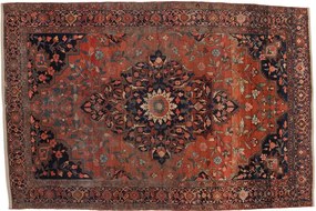 Farahan Tappeto 140x210 Blu (Iran) Annodato A Mano