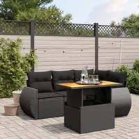 Set Divani da Giardino 5 pz con Cuscini in Polyrattan Nero 3272175