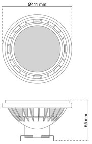 Lampada LED G53 15W, angolo 120°, 12/24V AC/DC Colore Bianco Caldo 3.000K