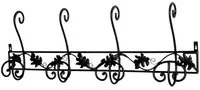 Black tones 4-seater metal wall-mounted coat rack cm89x31x10