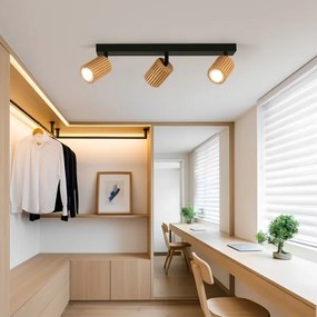 Brilagi - Faretto MODERN WOOD 3xGU10/8W/230V legno di caucciù/nero