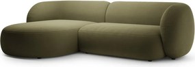 Divano angolare verde (con penisola a sinistra/con chaise lounge) con rivestimento in velluto Kate – Micadoni