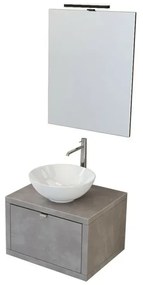 Mobile bagno sospeso 60 cm grigio cemento Master lavabo 40 e specchio