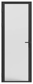 Blocco porta reversibile H204 x L73 cm in Alluminio e Vetro temperato smerigliato Nero  - LOXTON
