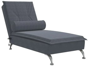 Chaise longue massaggi con capezzale grigio scuro in velluto