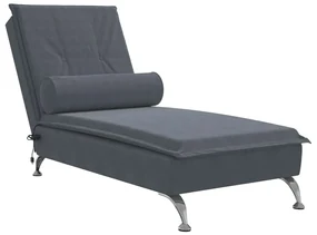 Chaise longue massaggi con capezzale grigio scuro in velluto