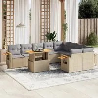 Set Divano da Giardino 10 pz con Cuscini Beige in Polyrattan 3273677