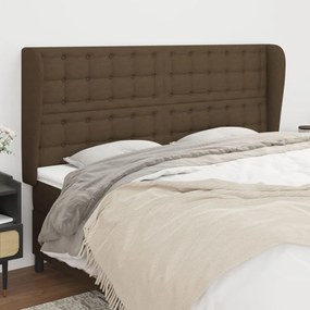 Testiera Ad Orecchio Marrone Scuro 163x23x118/128 Cm İn Tessuto /