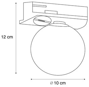 Plafoniera moderna nera con vetro bianco per sistema a binario monofase - Iconic Perle