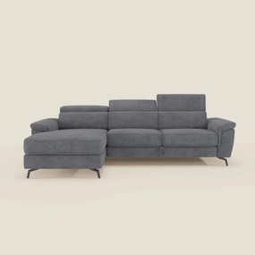 Estro Divano estraibile con chaise-longue e poggiatesta reclinabili in tessuto impermeabile T14 grigio