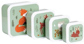 A Little Lovely Company - set di quattro scatole merenda - amici del bosco - verde