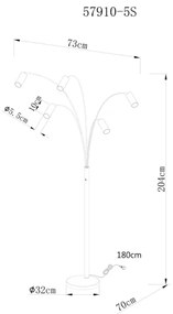 Globo 57910-5S - Lampada con piedistallo ROBBY 5xGU10/35W/230V