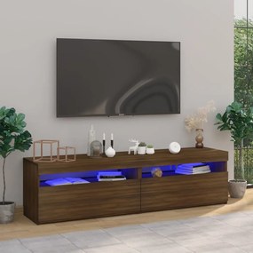 Mobile Porta Tv Con Luci Led 2pz Rovere Marrone 75x35x40 Cm /