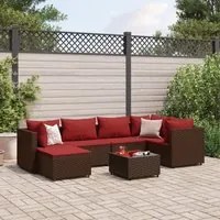 Set Divani da Giardino 7 pz con Cuscini in Polyrattan Marrone 3308221