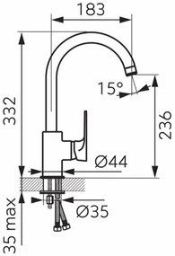 FERRO - Miscelatore per lavello ALGEO SQUARE cromo lucido