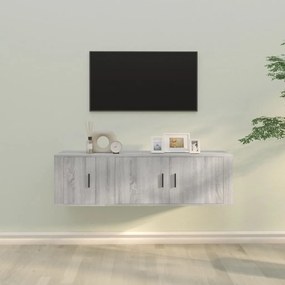 Set Mobili Porta TV 2 pz Grigio Sonoma in Legno Multistrato