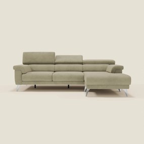 Raffaello Divano angolare con sedute scorrevoli e poggiatesta regolabili in microfibra smacchiabile T11 beige