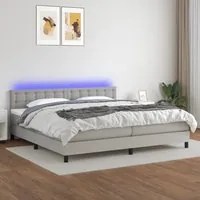 Letto a Molle Materasso e LED Grigio Chiaro 200x200 cm Tessuto 3133501