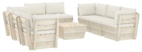 Set divani da giardino su pallet 9 pz con cuscini legno abete