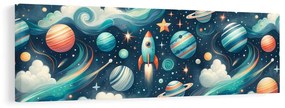 Quadro su tela – Cosmo con razzo e stelle