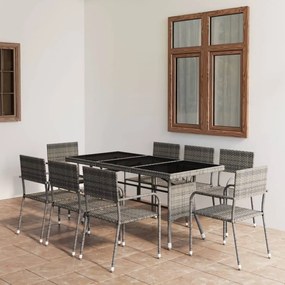 Set mobili da pranzo giardino 9 pz polyrattan antracite grigio