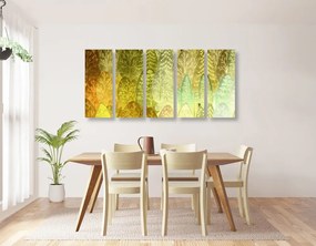 Quadri 5 pezzi – Alberi asimmetrici verdi interessanti