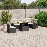 Set Divani da Giardino con Cuscini 7pz Nero Polyrattan 3271777