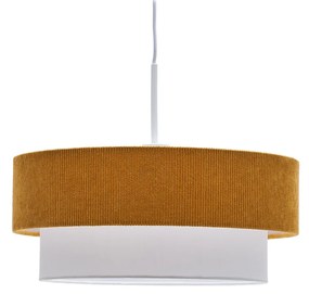 Kave Home - Lampada da soffitto Bianella in cotone e velluto senape Ã˜ 40 cm