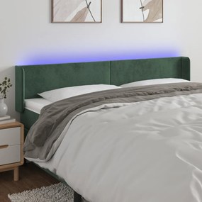 Testiera A Led Verde Scuro 163x16x78/88 Cm İn Velluto /