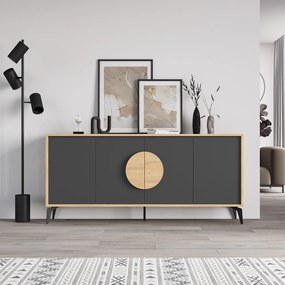 Cassettiera bassa in rovere decorato in nero e naturale 180x82 cm Vae - Marckeric