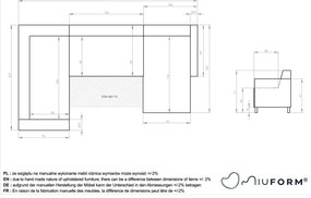 Divano angolare grigio allungabile e con contenitore (penisola a sinistra/a U) Classy Sophie – Miuform