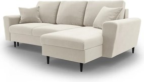 Divano angolare beige allungabile e con contenitore con rivestimento in velluto Kyoto – Cosmopolitan Design