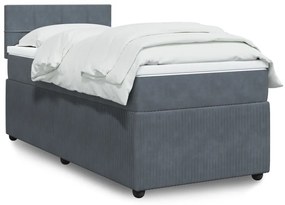 Giroletto A Molle Con Materasso Grigio Scuro 80x200 Cm Velluto /