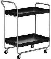 Carrello Portavivande da Cucina 2 Ripiani 63x40,4x83,5 cm con Ruote in Metallo Nero