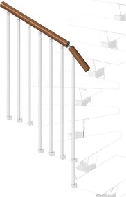 Balaustra in kit IRIS Vida Giro in legno bianco, corrimano in legno noce, L 120 cm fissaggio a parete