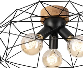 Brilagi - Plafoniera WOODY BASKET 3xE27/60W/230V Ø 60 cm rovere