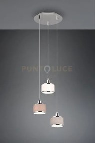Kaprun sospensione cromata con 3 paralumi grigio-bianco-marrone d. ...