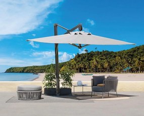 Ombrellone a palo laterale antracite Prestige TEMPOTEST con telo quadrato ecru L 300 x P 300 x H 323 cm
